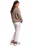 Be Knit BK052 Długi sweter w prążek - cappuccino