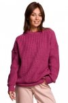 Be Knit BK052 Długi sweter w prążek - wrzosowy