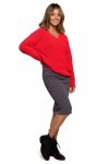 Be Knit BK075 Sweter z dekoltem w serek - czerwony