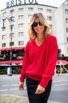 Be Knit BK075 Sweter z dekoltem w serek - czerwony
