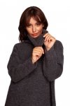 Be Knit BK086 Sweter z golfem i rozcięciem z tyłu - grafitowy