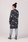 Be Knit BK102 Długi kardigan w róże - grafitowy