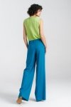 Nife Spodnie lniane, wide leg - niebieski - SD85