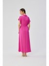 Stylove S364 Sukienka maxi rozpinana z krótkimi rękawami - liliowa