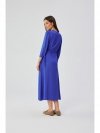 Stylove S365 Sukienka midi z wiązanymi mankietami - niebieska