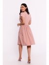 BeWear B279 Sukienka na zakładkę z wiązaniem w talii - różowa