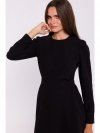 Stylove S378 Sukienka z długimi rękawami i paskiem - czarna
