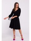 Stylove S383 Sukienka rozkloszowana z wiązanymi rękawami - czarna
