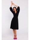 Stylove S383 Sukienka rozkloszowana z wiązanymi rękawami - czarna