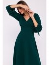 Stylove S383 Sukienka rozkloszowana z wiązanymi rękawami - zielona