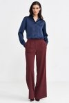 Nife Satynowa koszula body - granat - K80