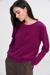 Nife Bluza z dzianiny prążkowanej z długim rękawem - purpura - BL08