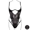 Le Désir Lace Underwired Open Cup Bodysuit with Adjustable Sliders - One Size - Black
