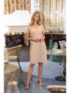 Stylove S392 Sukienka o luźnym fasonie z dekoltem V - beżowa