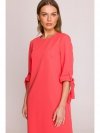 Stylove S393 Sukienka z wiązanymi rękawami - koralowa
