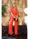 Stylove S395 Kombinezon z dekoltem kopertowym - koralowy