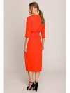 Stylove S396 Sukienka z kopertowym motywem - koralowa