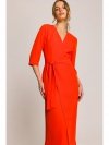 Stylove S396 Sukienka z kopertowym motywem - koralowa