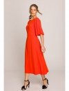 Stylove S399 Sukienka z bufiastymi rękawami - koralowa