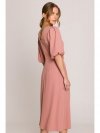 Stylove S399 Sukienka z bufiastymi rękawami - różana