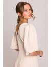 Stylove S400 Sukienka z bufiastymi rękawami - śmietankowa
