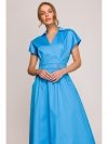 Stylove S401 Bawełniana sukienka z kołnierzykiem - niebieska