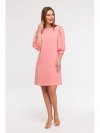 BeWear B291 Sukienka z bufiastymi rękawami - koralowa