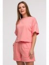 BeWear B294 Bluza oversize z krótkimi rękawami - koralowa