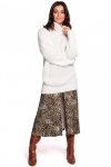 Be Knit BK030 Długi sweter z golfem - biały