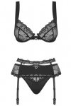 Obsessive Heartina set bielizna nocna komplet biustonosz + stringi + pas do pończoch