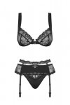 Obsessive Heartina set bielizna nocna komplet biustonosz + stringi + pas do pończoch