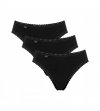 Sloggi Figi Cotton Lace Tai czarne 3-pak