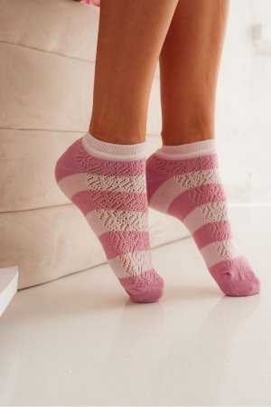 MILENA Stopki damskie ażurowe w paski 1504.003