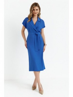 Stylove S363 Sukienka midi z kołnierzem - niebieska