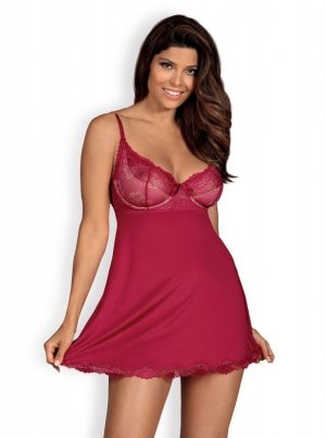 Obsessive Rosalyne babydoll i stringi czerwona