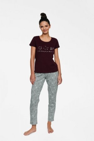 Henderson Ladies Piżama Horoscope 40115-93X Bordowo-Szara