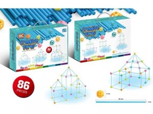 Namiot Baza Fort Słomki Konstrukcyjne, Klocki, Patyczki  ok. 86 Elementów - WYSYŁKA 24H