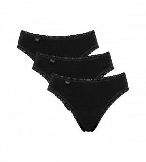 Sloggi Figi Cotton Lace Tai czarne 3-pak