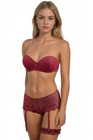 Selene GRACE Komplet biustonosz push-up + figi + podwiązka, rojo-czerwony