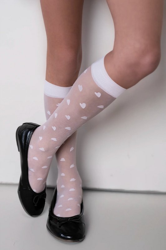 KNITTEX Dziewczęce podkolanówki w serduszka Bellina DR2613