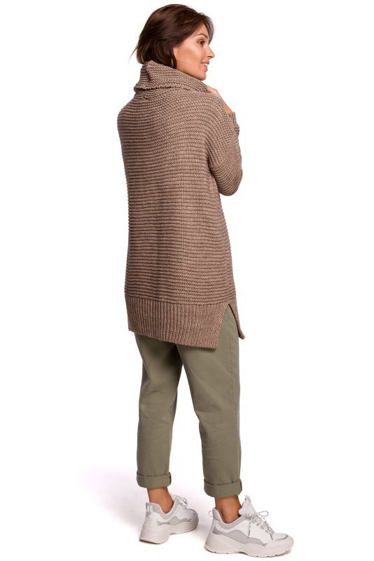 Be Knit BK047 Sweter oversize z golfem - cappuccino