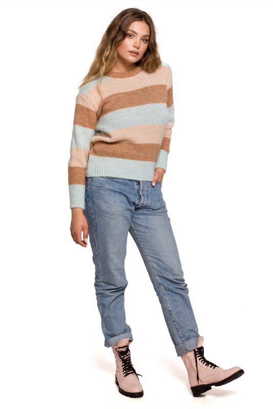 Be Knit BK071 Sweter w pasy wielokolorowe - model 2