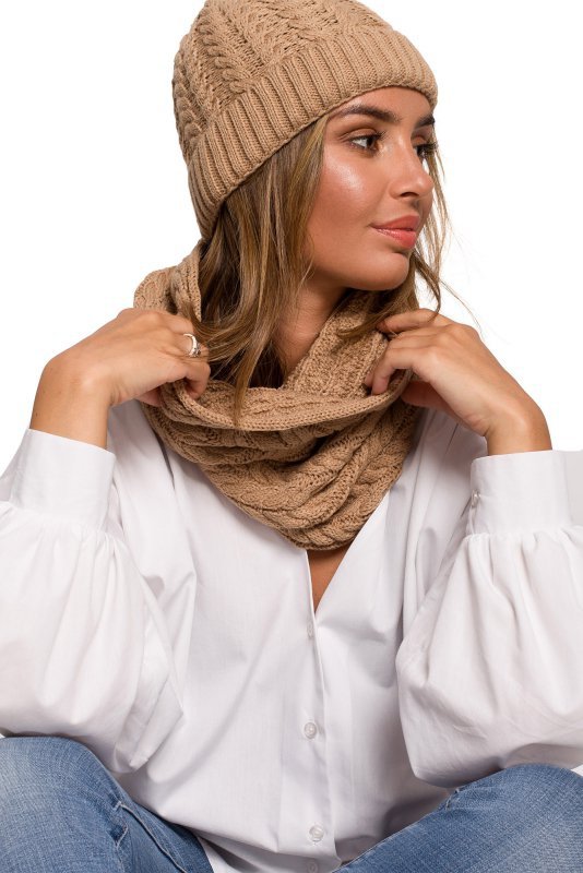 Be Knit BK082 Komin splot warkocz - kamelowy