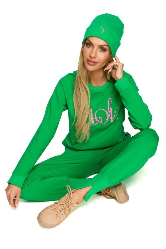 Moe M709 Czapka beanie z haftem MOE GIRL - soczysta zieleń