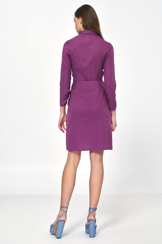 Nife Purpurowa sukienka z wiązaniem - S223