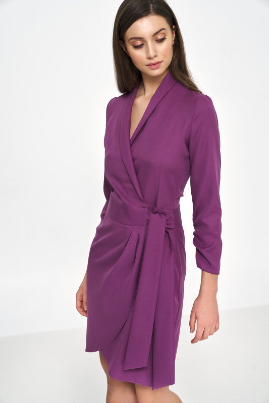 Nife Purpurowa sukienka z wiązaniem - S223