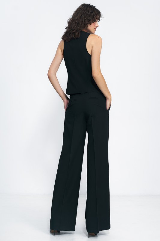 Nife Czarne spodnie typu wide leg - SD81