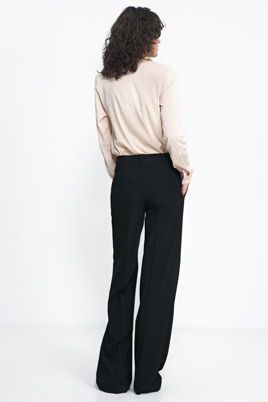 Nife Czarne spodnie typu wide leg - SD81