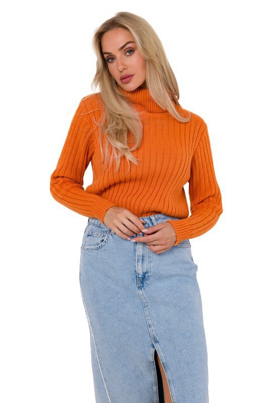 Moe M771 Sweter z golfem - pomarańczowy