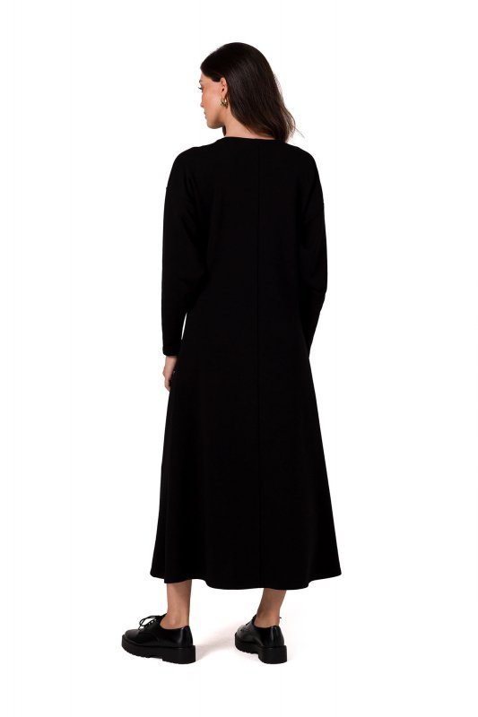BeWear B267 Sukienka maxi z głębokim dekoltem V - czarna